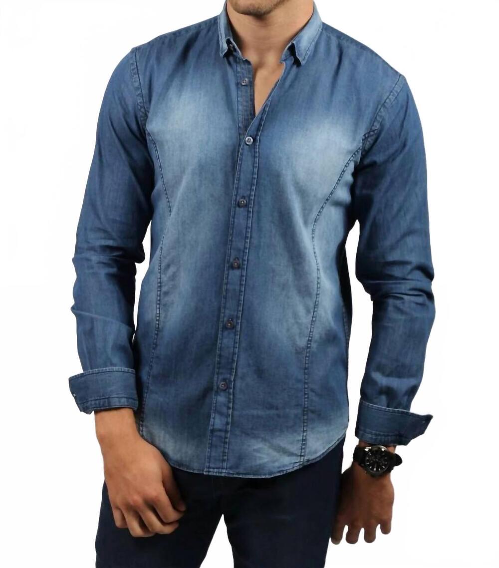 NEW EIGHT X button down denim shirt in stone wash